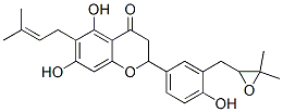 2-[3-[(3,3-Dimethyloxiranyl)methyl]-4-hydroxyphenyl]-2,3-dihydro-5,7-dihydroxy-6-(3-methyl-2-butenyl)-4H-1-benzopyran-4-one Struktur