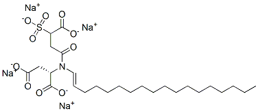 Aspartic acid, N-(3-carboxy-1-oxo-3-sulfopropyl)-N-octadecenyl-, tetrasodium salt Struktur