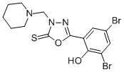 1,3,4-Oxadiazole-2(3H)-thione, 5-(3,5-dibromo-2-hydroxyphenyl)-3-(1-pi peridinylmethyl)- Struktur