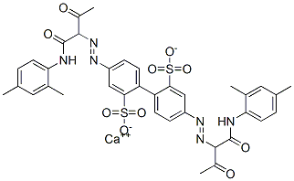 calcium 4,4'-bis[[1-[[(2,4-dimethylphenyl)amino]carbonyl]-2-oxopropyl]azo][1,1'-biphenyl]-2,2'-disulphonate Struktur