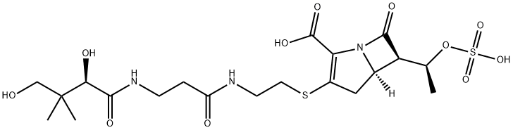 3-[2-[3-[(2,4-dihydroxy-3,3-dimethyl-butanoyl)amino]propanoylamino]eth ylsulfanyl]-7-oxo-6-(1-sulfooxyethyl)-1-azabicyclo[3.2.0]hept-2-ene-2- carboxylic acid Struktur