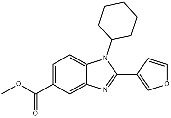 1-CYCLOHEXYL-2-(3-FURANYL)-1H-BENZIMIDAZOLE-5-CARBOXYLIC ACID, METHYL ESTER Struktur