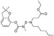 ethyl 3-[[(2,2-dimethyl-3H-benzofuran-7-yl)oxycarbonyl-methyl-amino]su lfanyl-hexyl-amino]propanoate Struktur