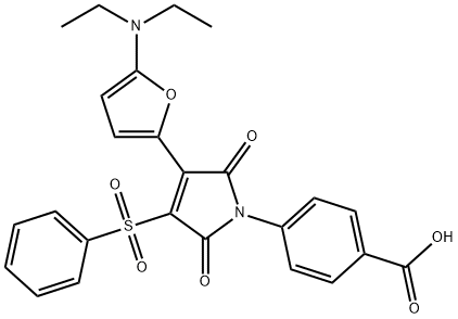 Benzoic  acid,  4-[3-[5-(diethylamino)-2-furanyl]-2,5-dihydro-2,5-dioxo-4-(phenylsulfonyl)-1H-pyrrol-1-yl]- Struktur