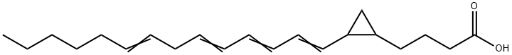 Cyclopropanebutanoic acid, 2-(1,3,5,8-tetradecatetraenyl)- Struktur