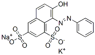 potassium sodium 7-hydroxy-8-(phenylazo)naphthalene-1,3-disulphonate Struktur