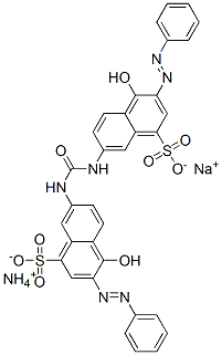 ammonium sodium 7,7'-(carbonyldiimino)bis[4-hydroxy-3-(phenylazo)naphthalene-1-sulphonate] Struktur