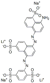 2-[[4-[(4-amino-5-sulpho-1-naphthyl)azo]-7-sulpho-1-naphthyl]azo]benzene-1,4-disulphonic acid, lithium sodium salt Struktur