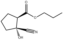 Cyclopentanecarboxylic acid, 2-cyano-2-hydroxy-, propyl ester, (1R,2R)- (9CI) Struktur