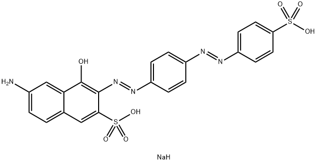 disodium 6-amino-4-hydroxy-3-[[4-[(4-sulphonatophenyl)azo]phenyl]azo]naphthalene-2-sulphonate Struktur