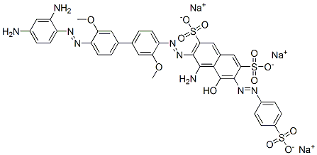 trisodium 4-amino-3-[[4'-[(2,4-diaminophenyl)azo]-3,3'-dimethoxy[1,1'-biphenyl]-4-yl]azo]-5-hydroxy-6-[(4-sulphonatophenyl)azo]naphthalene-2,7-disulphonate Struktur