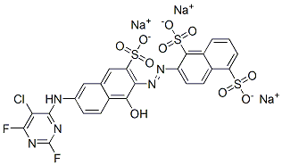 2-[[6-[(5-chloro-2,6-difluoro-4-pyrimidinyl)amino]-1-hydroxy-3-sulpho-2-naphthyl]azo]naphthalene-1,5-disulphonic acid, sodium salt Struktur