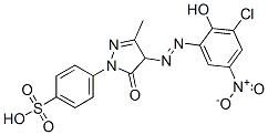 4-[4-[(3-chloro-2-hydroxy-5-nitrophenyl)azo]-4,5-dihydro-3-methyl-5-oxo-1H-pyrazol-1-yl]benzenesulphonic acid Struktur