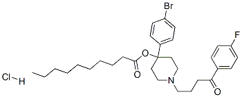 4-(4-bromophenyl)-1-[4-(4-fluorophenyl)-4-oxobutyl]-4-piperidyl decanoate hydrochloride Struktur