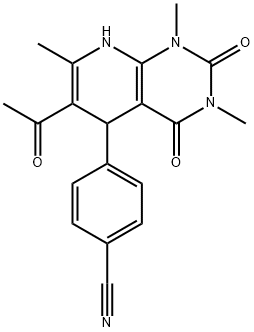 4-(6-ACETYL-1,3,7-TRIMETHYL-2,4-DIOXO-1,2,3,4,5,8-HEXAHYDROPYRIDO[2,3-D]PYRIMIDIN-5-YL)BENZONITRILE Struktur