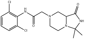 N-(2,6-dichlorophenyl)hexahydro-3,3-dimethyl-1-oxoimidazo[1,5-a]pyrazine-7(1H)-acetamide Struktur