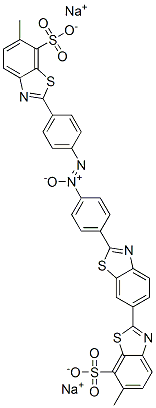 disodium 6-methyl-2'-[4-[[4-(6-methyl-7-sulphonatobenzothiazol-2-yl)phenyl]-NNO-azoxy]phenyl][2,6'-bibenzothiazole]-7-sulphonate Struktur