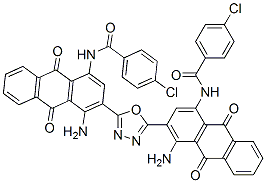 N,N'-[1,3,4-oxadiazole-2,5-diylbis(4-amino-9,10-dihydro-9,10-dioxoanthracene-3,1-diyl)]bis[4-chlorobenzamide] Struktur