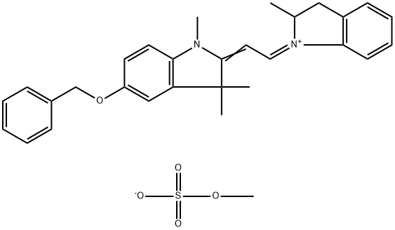 2-[2-(2,3-dihydro-2-methyl-1H-indol-1-yl)vinyl]-1,3,3-trimethyl-5-(phenylmethoxy)-3H-indolium methyl sulphate Struktur