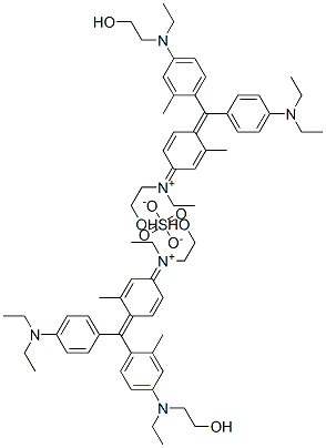 bis[[4-[[4-(diethylamino)phenyl][4-[ethyl(2-hydroxyethyl)amino]-2-methylphenyl]methylene]-3-methyl-2,5-cyclohexadien-1-ylidene]ethyl(2-hydroxyethyl)ammonium] sulphate Struktur