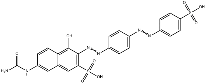 7-[(aminocarbonyl)amino]-4-hydroxy-3-[[4-[(4-sulphophenyl)azo]phenyl]azo]naphthalene-2-sulphonic acid Struktur