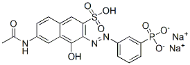 disodium 6-acetamido-4-hydroxy-3-[(3-phosphonatophenyl)azo]naphthalene-2-sulphonate Struktur