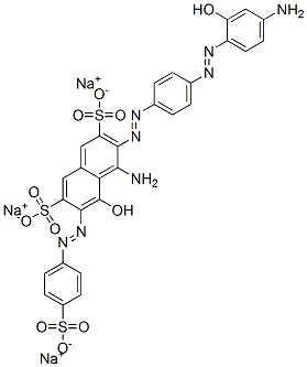 trisodium 4-amino-3-[[4-[(4-amino-2-hydroxyphenyl)azo]phenyl]azo]-5-hydroxy-6-[(4-sulphonatophenyl)azo]naphthalene-2,7-disulphonate Struktur