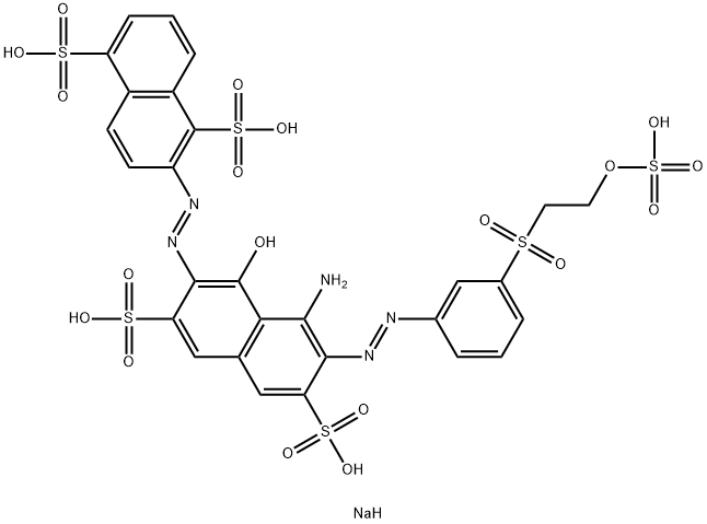 pentasodium 2-[[8-amino-1-hydroxy-3,6-disulphonato-7-[[3-[[2-(sulphonatooxy)ethyl]sulphonyl]phenyl]azo]-2-naphthyl]azo]naphthalene-1,5-disulphonate Struktur