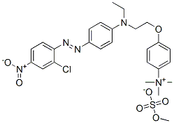 4-[2-[[4-[(2-chloro-4-nitrophenyl)azo]phenyl]ethylamino]ethoxy]-N,N,N-trimethylanilinium methyl sulphate Struktur