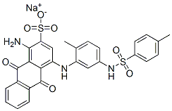 2-Anthracenesulfonic acid, 1-amino-9,10-dihydro-4-[[ 2-methyl-5-[[(4-methylphenyl)sulfonyl]amino]phenyl ]amino]-9,10-dioxo-, monosodium salt Struktur