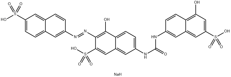 4-hydroxy-7-[[[(5-hydroxy-7-sulpho-2-naphthyl)amino]carbonyl]amino]-3-[(6-sulpho-2-naphthyl)azo]naphthalene-2-sulphonic acid, sodium salt Struktur