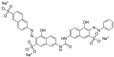 4-hydroxy-7-[[[[5-hydroxy-6-(phenylazo)-7-sulpho-2-naphthyl]amino]carbonyl]amino]-3-[(6-sulpho-2-naphthyl)azo]naphthalene-2-sulphonic acid, sodium salt Struktur