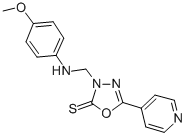 1,3,4-Oxadiazole-2(3H)-thione, 3-(((4-methoxyphenyl)amino)methyl)-5-(4 -pyridinyl)- Struktur