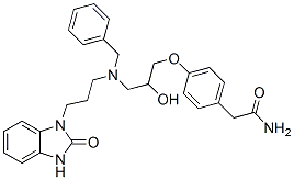 4-[3-[[3-(2,3-dihydro-2-oxo-1H-benzimidazol-1-yl)propyl](phenylmethyl)amino]-2-hydroxypropoxy]phenylacetamide Struktur