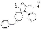 N-[1-benzyl-4-(methoxymethyl)piperidin-4-yl]-N-phenylpropionamide hydrochloride Struktur