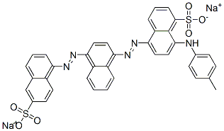 disodium 8-[(4-methylphenyl)amino]-5-[[4-[(6-sulphonato-1-naphthyl)azo]-1-naphthyl]azo]naphthalene-1-sulphonate Struktur