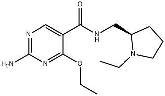 5-Pyrimidinecarboxamide, 2-amino-4-ethoxy-N-((1-ethyl-2-pyrrolidinyl)m ethyl)-, (R)-(+)- Struktur