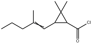 Cyclopropanecarbonyl chloride, 2,2-dimethyl-3-(2-methyl-1-pentenyl)- (9CI) Struktur