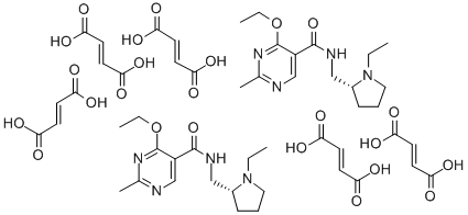 5-Pyrimidinecarboxamide, 4-ethoxy-N-((1-ethyl-2-pyrrolidinyl)methyl)-2 -methyl-, fumarate (2:5), (R)-(+)- Struktur