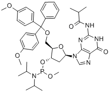 5'-O-(4,4'-DIMETHOXYTRITYL)-N2-ISOBUTYRYL-2'-DEOXYGUANOSINE-3'-(METHYL-N,N-DIISOPROPYL)PHOSPHORAMIDITE Struktur