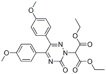 diethyl 2-[5,6-bis(4-methoxyphenyl)-3-oxo-1,2,4-triazin-2-yl]propanedi oate Struktur