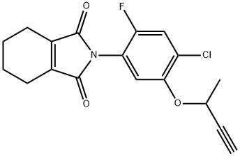 2-(5-but-3-yn-2-yloxy-4-chloro-2-fluoro-phenyl)-4,5,6,7-tetrahydroisoi ndole-1,3-dione Struktur