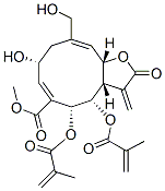 (3aS,4S,5R,6E,8R,10E,11aS)-4,5-Bis(2-methylacryloyloxy)-8-hydroxy-10-(hydroxymethyl)-2-oxo-3-methylene-2,3,3a,4,5,8,9,11a-octahydrocyclodeca[b]furan-6-carboxylic acid methyl ester Struktur