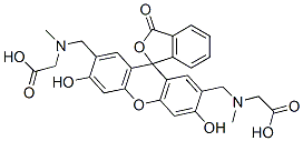 N,N'-[(3',6'-dihydroxy-3-oxospiro[isobenzofuran-1(3H),9'-[9H]xanthene]-2',7'-diyl)bis(methylene)]bis[N-methylglycine] Struktur