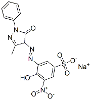 sodium 3-[(4,5-dihydro-3-methyl-5-oxo-1-phenyl-1H-pyrazol-4-yl)azo]-4-hydroxy-5-nitrobenzenesulphonate Struktur