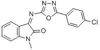 1-Methyl-3-(5-(p-chlorphenyl)-1,3,4-oxadiazol-2-ylimino)indolin-2-one Struktur