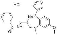 Benzamide, N-((2,3-dihydro-8-methoxy-1-methyl-5-(3-thienyl)-1H-1,4-ben zodiazepin-2-yl)methyl)-, monohydrochloride Struktur