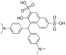 4-[bis[4-(dimethylamino)phenyl]methyl]-3-hydroxynaphthalene-2,7-disulphonic acid Struktur