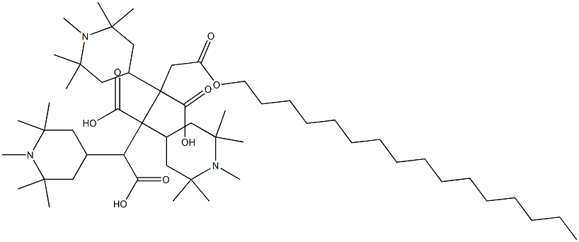 1-hexadecyl 2,3,4-tris(1,2,2,6,6-pentamethyl-4-piperidyl) butane-1,2,3,4-tetracarboxylate Struktur