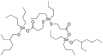 8,8,14,14,20,20-hexabutyl-5,23-diethyl-10,18-dioxo-7,9,19,21-tetraoxa-13,15-dithia-8,14,20-tristannaheptacosane Struktur